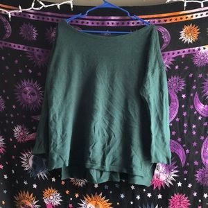 Green off the shoulder sweater